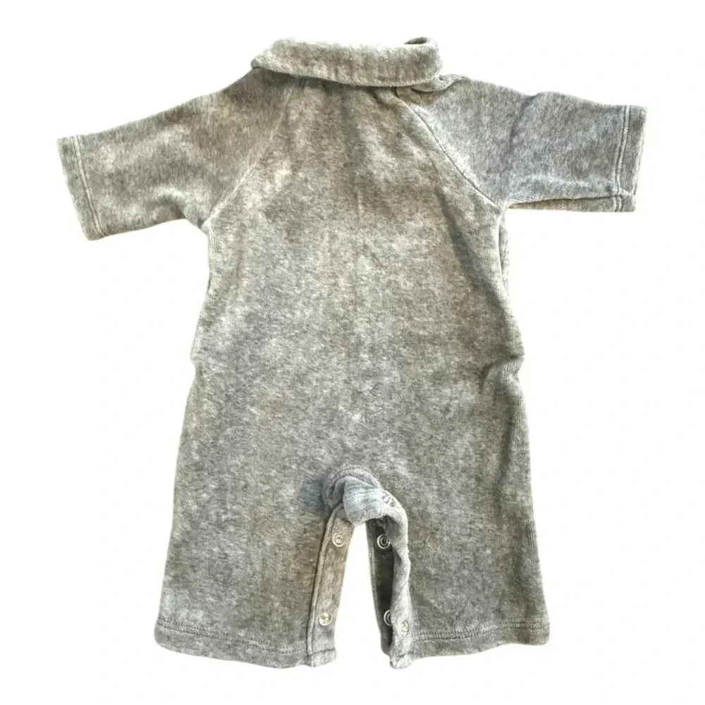 Janie and Jack Gray Velour Transportation One Piece Jumper Size Preemie